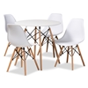 Baxton Studio Jaspen Modern and Contemporary White Finished Polypropylene Plastic and Oak Brown Finished Wood 5-Piece Dining Set